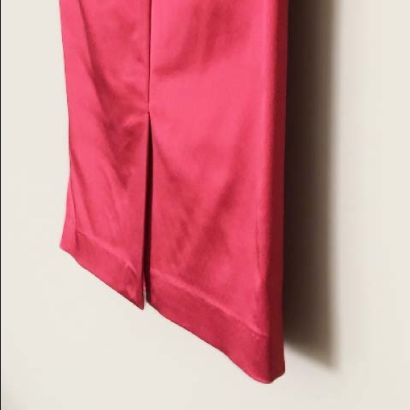 GALLIANO Red Midi Satin Pencil Skirt - Picture 10 of 13